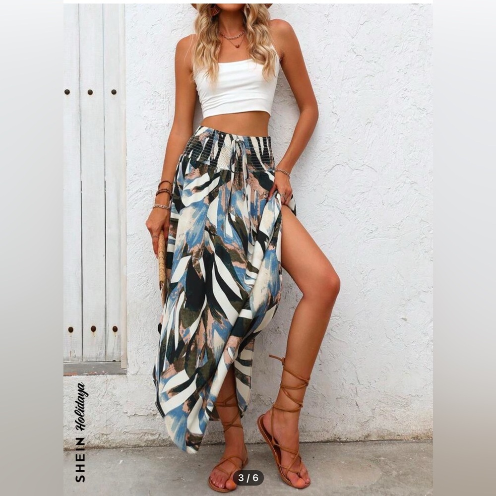 SHEIN asymmetrical printed maxi skirt